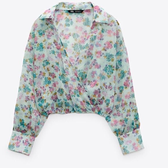 Zara crop Top blouse M - Picture 2 of 5